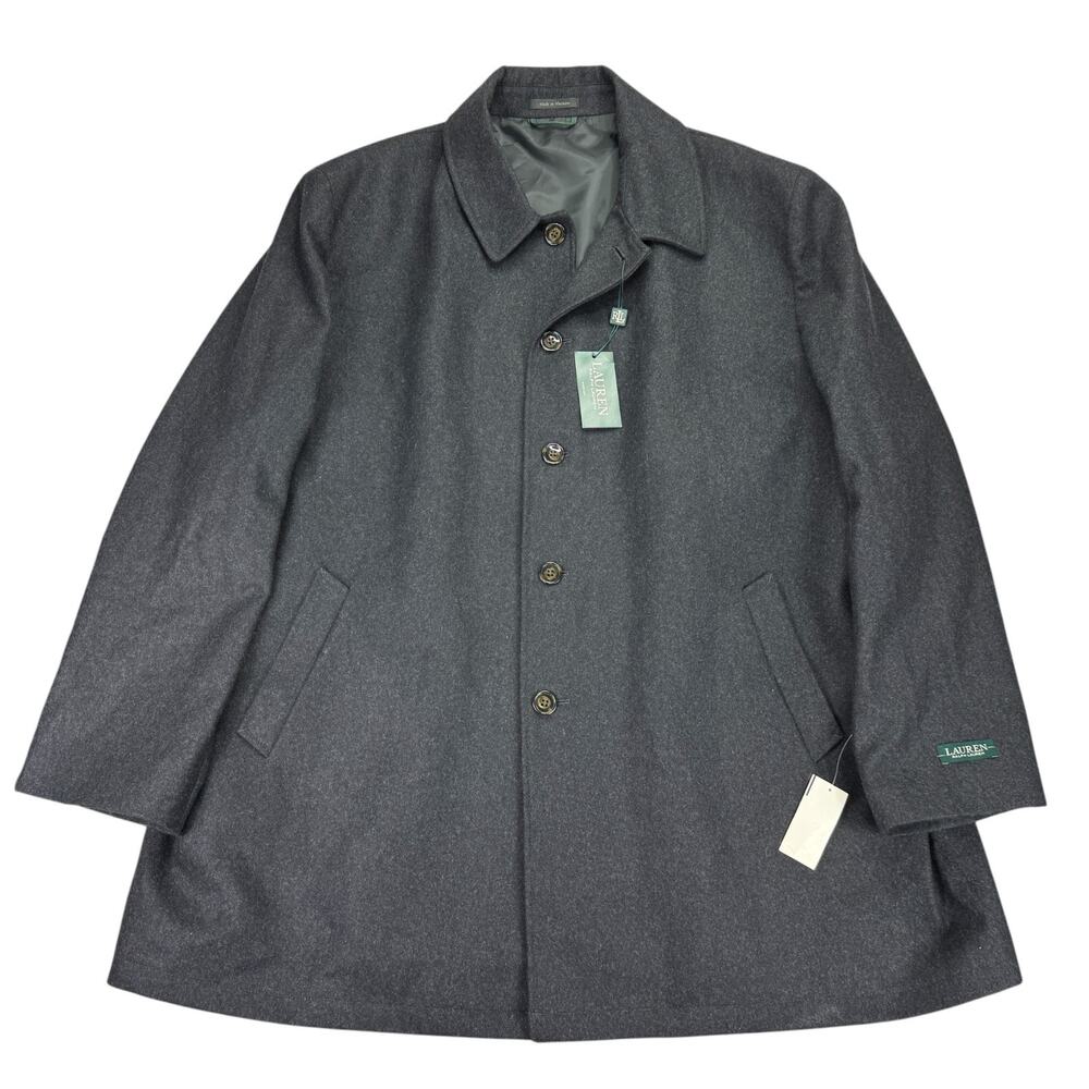 Lauren Ralph Lauren Mens Ledric Classic Fit Wool Blend Overcoat Charcoal 60L